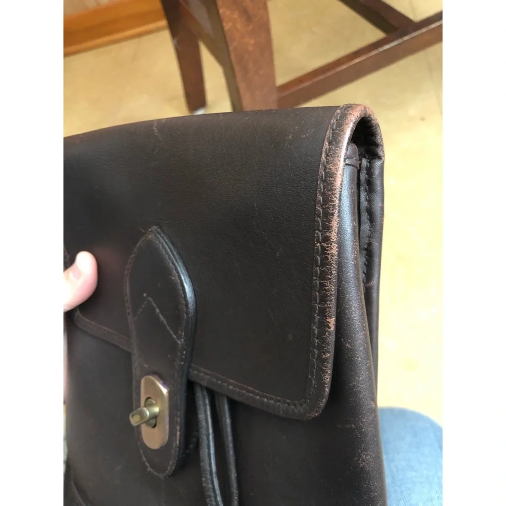 Vintage croft & barrow dark brown genuine leather backpack